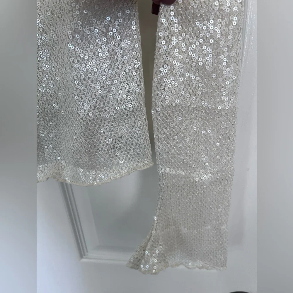 NWOT Free People, Late Night Disco Layering Top, Small in White